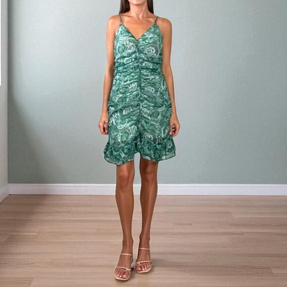 NSR NAPEAN SEA RD GREEN PAISLEY PRINT RUCHED DRESS - Picture 1 of 10